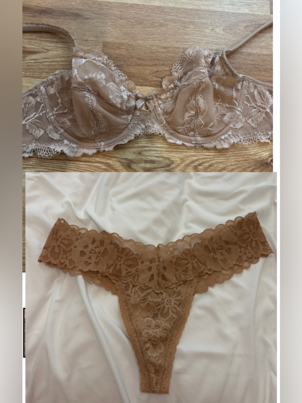 Victorias Secret Nude Lace Bra Set